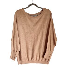 INC International Concepts 1X Metallic Gold Dolman Sleeve Sweater Shimmer Top